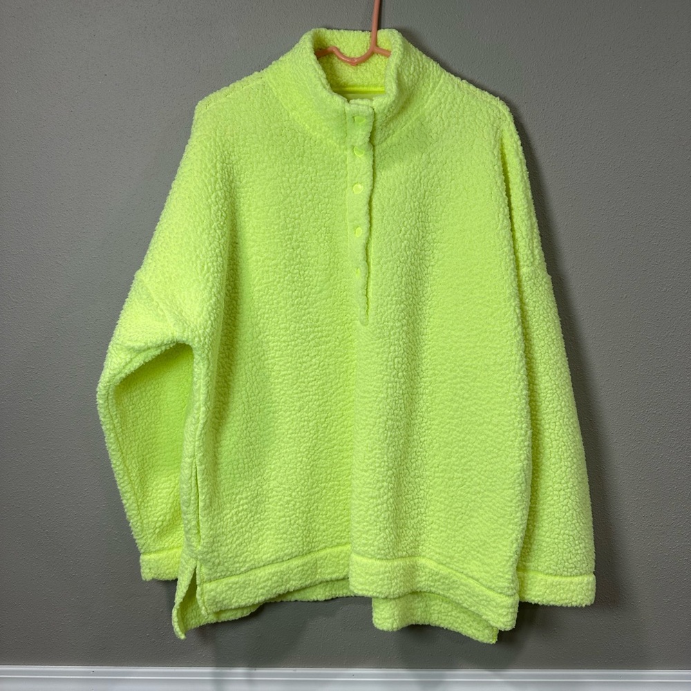 Aerie Relaxed Sherpa Fleece Henley Swaetshirt Size XL